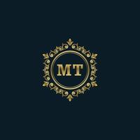 logotipo de letra mt con plantilla de oro de lujo. plantilla de vector de logotipo de elegancia.