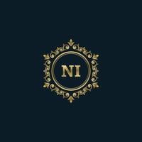 Letter NI logo with Luxury Gold template. Elegance logo vector template.