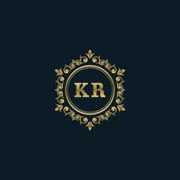 logotipo de la letra kr con plantilla de oro de lujo. plantilla de vector de logotipo de elegancia.