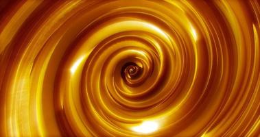 Abstract background with yellow gold swirling funnel or swirl spiral made of bright shiny metal with glow effect. Screensaver beautiful photo