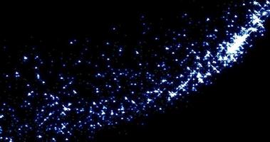 Bright luminous shiny blue beautiful mysterious rhinestone star particles on a black background. Abstract background, intro, video in high quality 4k