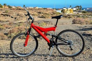 Red bicycle view photo