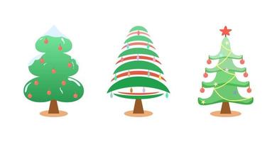 Vector - Cute collection of Christmas tree in different design. Green color. Holiday, New Year, X'mas concept. Can be use for print, label, sticker or decorate any web, card, poster, banner.