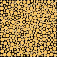 Illustration many circle sizes golden color on black background and texture. vector