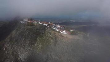 Aerial drone view of Marvao, Historic Villages of Portugal. Castle and old town inside of a fortified wall on the cliff of a mountain. Rural tourism. Holidays. Best destinations in the world. video