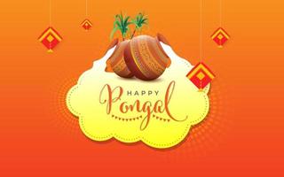 Happy Pongal Festival Background Design Template vector