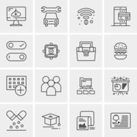 16 iconos de negocios universales vector ilustración de icono creativo para usar en proyectos relacionados con la web y dispositivos móviles