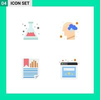 Universal Icon Symbols Group of 4 Modern Flat Icons of acid bookmark study human page Editable Vector Design Elements