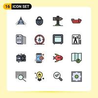 Pictogram Set of 16 Simple Flat Color Filled Lines of job document security speed boat Editable Creative Vector Design Elements