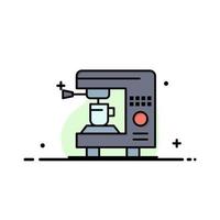 plantilla de banner de vector de icono lleno de línea plana de negocio de máquina doméstica eléctrica de café