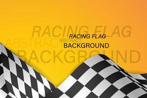 Orange gradient background racing flag. Symbol marking start and finish. Vector illustration