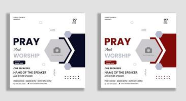 Church prays conference flyer social media post web banner vector