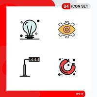 4 Creative Icons Modern Signs and Symbols of bulb creative electric creative production Editable Vector Design Elements