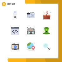 Set of 9 Modern UI Icons Symbols Signs for sound audio box development web Editable Vector Design Elements