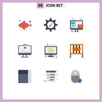 Pictogram Set of 9 Simple Flat Colors of ppc pay content click estate Editable Vector Design Elements