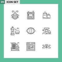 Modern Set of 9 Outlines and symbols such as shower cleaning marketing bathroom shop Editable Vector Design Elements