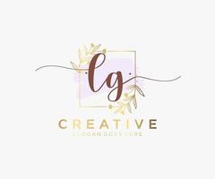 Initial LG feminine logo. Usable for Nature, Salon, Spa, Cosmetic and Beauty Logos. Flat Vector Logo Design Template Element.