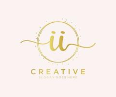 Initial II feminine logo. Usable for Nature, Salon, Spa, Cosmetic and Beauty Logos. Flat Vector Logo Design Template Element.