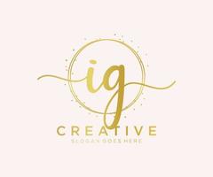 Initial IG feminine logo. Usable for Nature, Salon, Spa, Cosmetic and Beauty Logos. Flat Vector Logo Design Template Element.