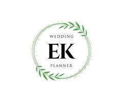 EK Initials letter Wedding monogram logos collection, hand drawn modern minimalistic and floral templates for Invitation cards, Save the Date, elegant identity for restaurant, boutique, cafe in vector