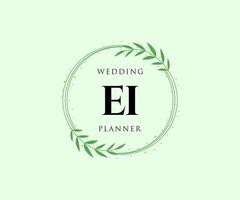 EI Initials letter Wedding monogram logos collection, hand drawn modern minimalistic and floral templates for Invitation cards, Save the Date, elegant identity for restaurant, boutique, cafe in vector