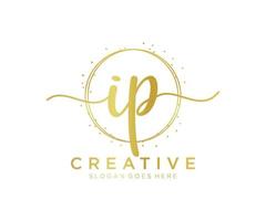 Initial IP feminine logo. Usable for Nature, Salon, Spa, Cosmetic and Beauty Logos. Flat Vector Logo Design Template Element.