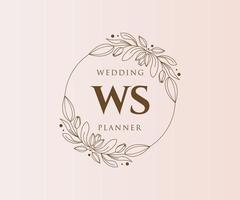 WS Initials letter Wedding monogram logos collection, hand drawn modern minimalistic and floral templates for Invitation cards, Save the Date, elegant identity for restaurant, boutique, cafe in vector