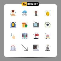 Mobile Interface Flat Color Set of 16 Pictograms of real building lighthouse mouse computer Editable Pack of Creative Vector Design Elements