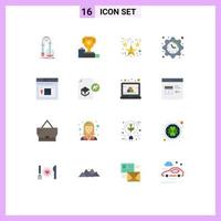 16 Thematic Vector Flat Colors and Editable Symbols of internet date cup clock hanging stars Editable Pack of Creative Vector Design Elements