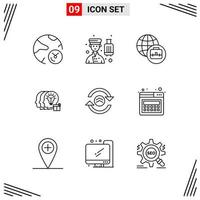 9 Icons Line Style Grid Based Creative Outline Symbols for Website Design Simple Line Icon Signs Isolated on White Background 9 Icon Set vector