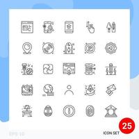 Pictogram Set of 25 Simple Lines of two finger seo learning education Editable Vector Design Elements