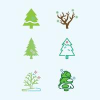 Icon set winter tree vector