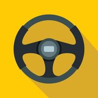 Sports car steering wheel icon, flat style vector