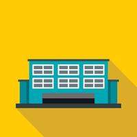 Manufacturing factory building icon, flat style