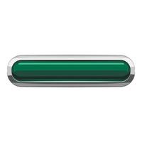 Dark green rectangular button icon, cartoon style vector