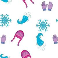 Winter elements pattern, cartoon style vector