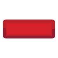 Red rectangle button icon, cartoon style vector