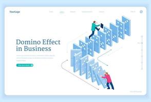 Domino effect in business, chain reaction vector