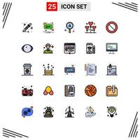 Pack of 25 Modern Filled line Flat Colors Signs and Symbols for Web Print Media such as basic valentine employee party balloon Editable Vector Design Elements