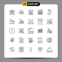25 iconos creativos, signos y símbolos modernos de idea de comida, estudio de bombilla, elementos de diseño vectorial editables vector