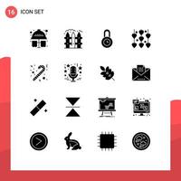 16 Creative Icons Modern Signs and Symbols of christmas candy lock wedding love Editable Vector Design Elements