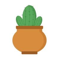 Aloe plant in dark brown pot on white background. Vector isolated image for design of site about plants or clipart