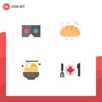 Group of 4 Flat Icons Signs and Symbols for glasses spaghetti bakery food autumn Editable Vector Design Elements