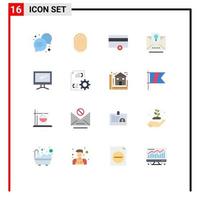 Pack of 16 creative Flat Colors of monitor party scanning kid envelope Editable Pack of Creative Vector Design Elements