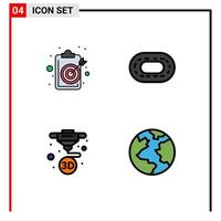 Set of 4 Modern UI Icons Symbols Signs for aim machine objective track printing Editable Vector Design Elements