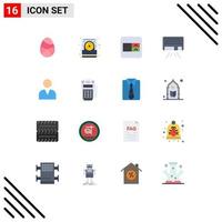 Pictogram Set of 16 Simple Flat Colors of user administrator electronic conditioner ac Editable Pack of Creative Vector Design Elements