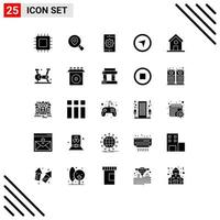 Pack of 25 creative Solid Glyphs of education maps location direction phone Editable Vector Design Elements