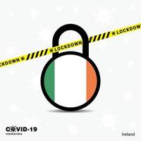 Ireland Lock DOwn Lock Coronavirus pandemic awareness Template COVID19 Lock Down Design vector