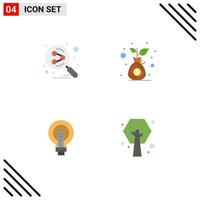 Stock Vector Icon Pack of 4 Line Signs and Symbols for network bright search engine investment idea Editable Vector Design Elements