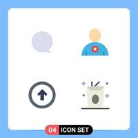 Pictogram Set of 4 Simple Flat Icons of chat user interface delete arrow drink Editable Vector Design Elements